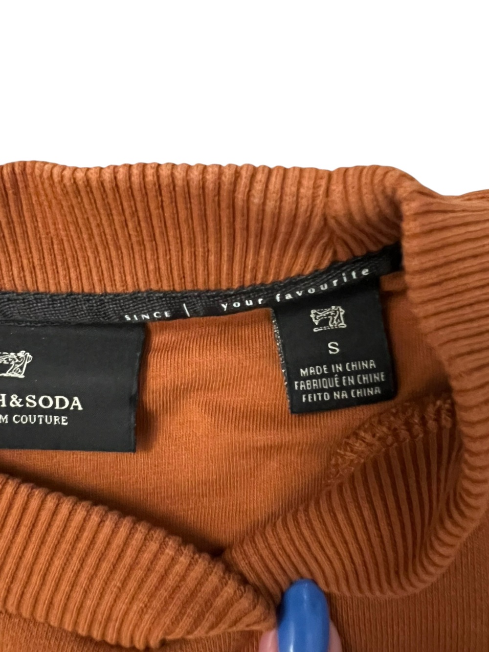 Scotch & Soda Men's Crewneck Sweater in Rust with Embroidered Dot Motif size S - Picture 5 of 9